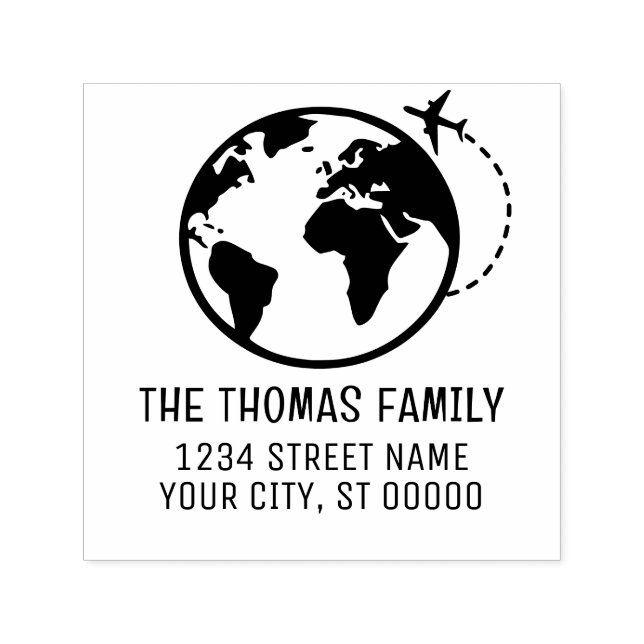 Carimbo Auto Entintado Elegante Plane Terra Mundo - Mundo - Nome do Mapa (Design)