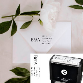 Carimbo Auto Entintado Elegante Premium | Casamento por Monograma Editáve