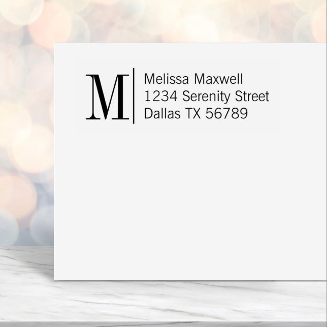 Carimbo Auto Entintado Elegante Simples Monograma de Negrito Endereço 2 (Criador carregado)