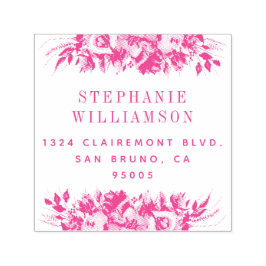 Carimbo Auto Entintado Elegante Tipografia Endereço de Retorno Floral