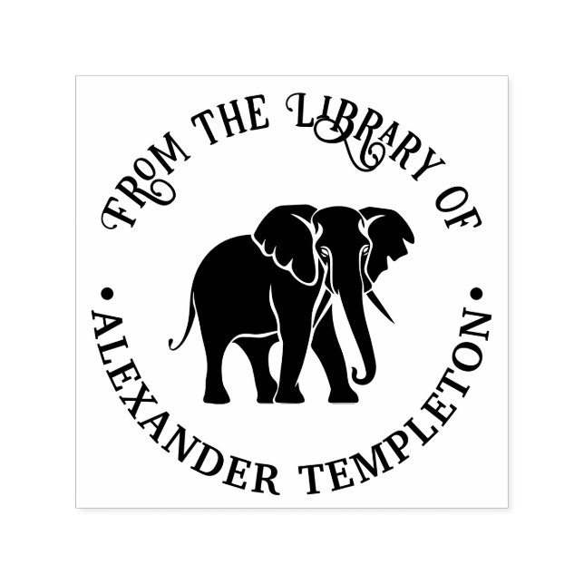 Carimbo Auto Entintado Elephant Silhouette Library Book Name #2 (Design)