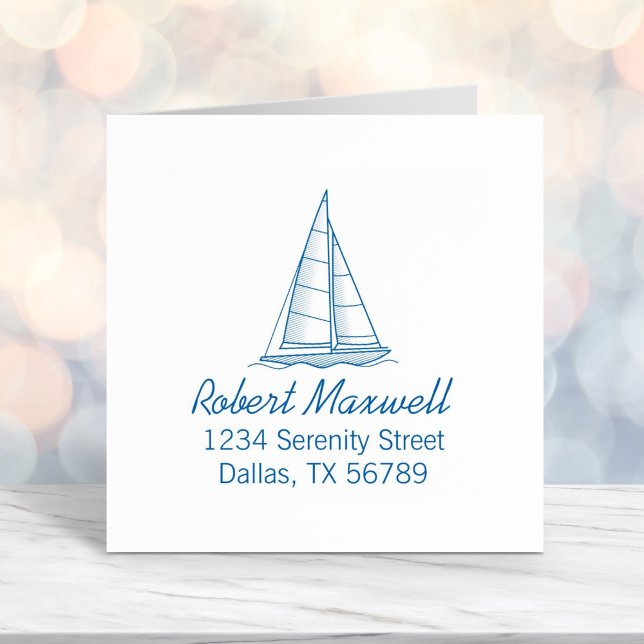 Carimbo Auto Entintado Endereço 8 do Yacht da embarcação à vela náutica (Criador carregado)