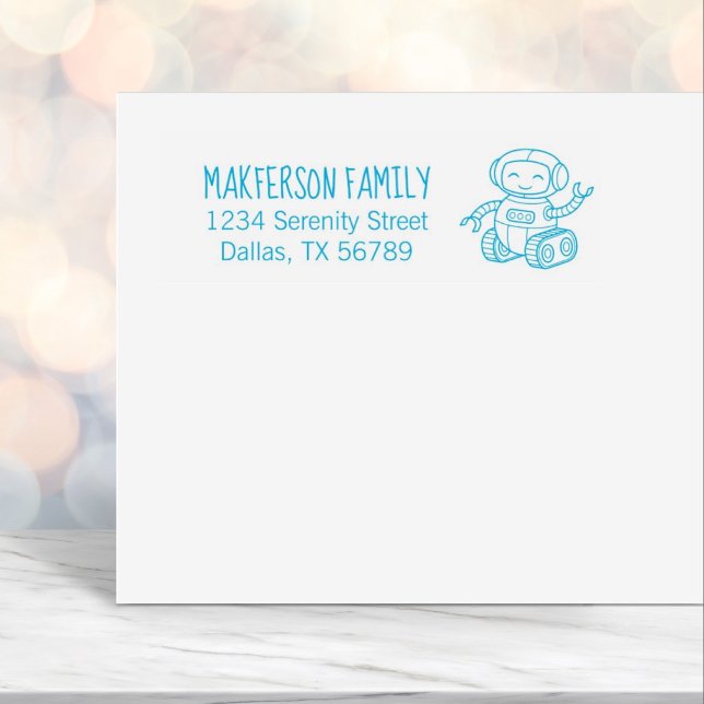 Carimbo Auto Entintado Endereço animado da família Toy Robot (Criador carregado)