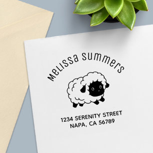 Carimbo Auto Entintado Endereço Arqueado de Ovelhas Pretas Pequeninas