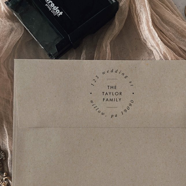 Carimbo Auto Entintado Endereço Circular da Placa de Feriado Chic (Criador carregado)