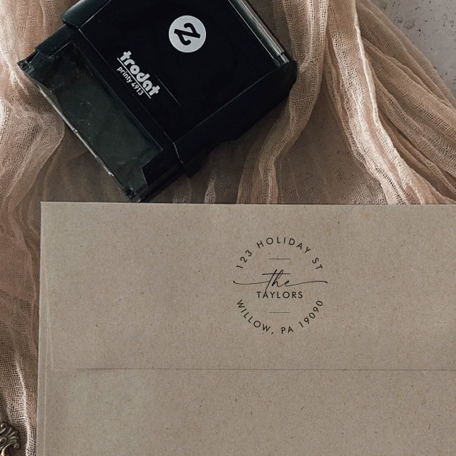 Carimbo Auto Entintado Endereço Circular da Placa de Feriado da Família d (Criador carregado)