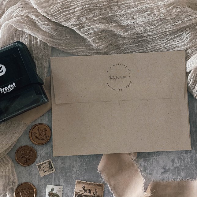 Carimbo Auto Entintado Endereço Circular de Cartão de Feriado Quic Modern (Criador carregado)