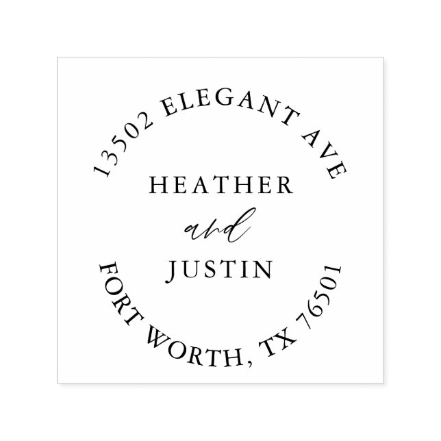 Carimbo Auto Entintado Endereço Circular de Casamento da Caligrafia Russa (Design)