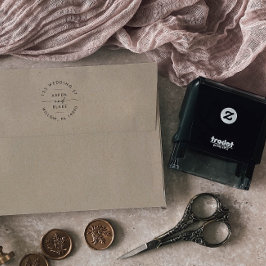 Carimbo Auto Entintado Endereço Circular de Casamento de Script Moderno