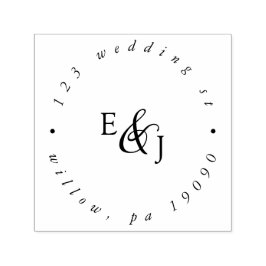 Carimbo Auto Entintado Endereço Circular de Casamento do Monograma do Scr