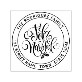 Carimbo Auto Entintado Endereço Circular Feliz Navidad