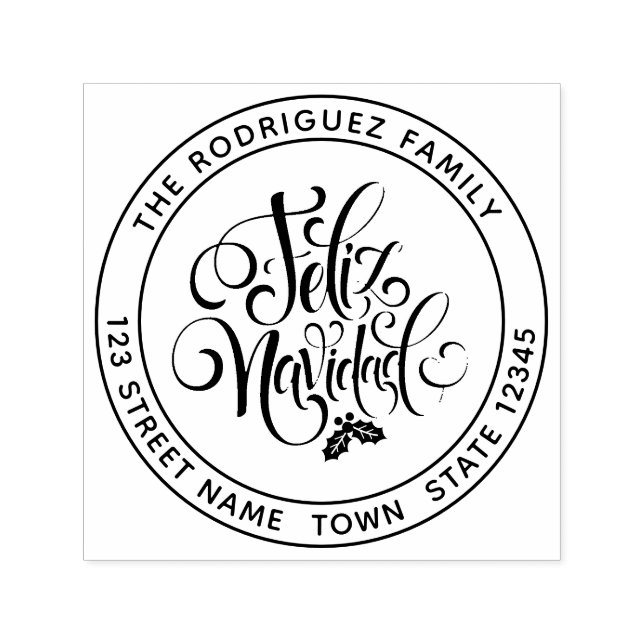 Carimbo Auto Entintado Endereço Circular Feliz Navidad (Design)