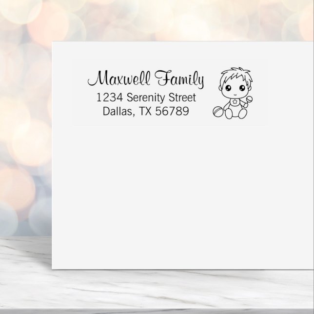 Carimbo Auto Entintado Endereço da família Baby Boy (Criador carregado)