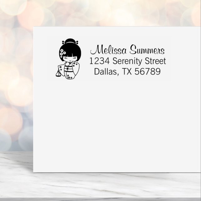 Carimbo Auto Entintado Endereço da Garota Kimono Japonesa (Criador carregado)