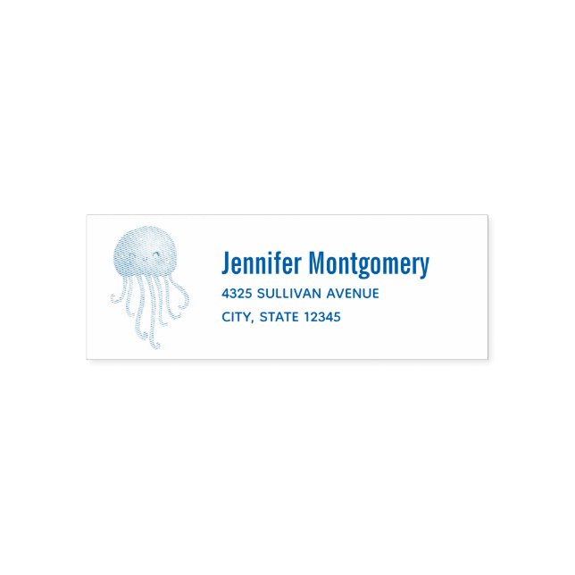 Carimbo Auto Entintado Endereço de água-viva doce e divertida (Design)