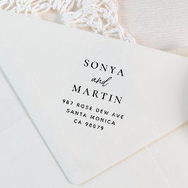 Carimbo Auto Entintado Endereço de Casais de Escrita Manual Mínima Modern