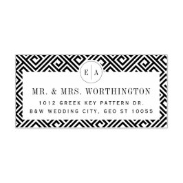 Carimbo Auto Entintado Endereço de Casamento Chic Clássico Grego Geométri