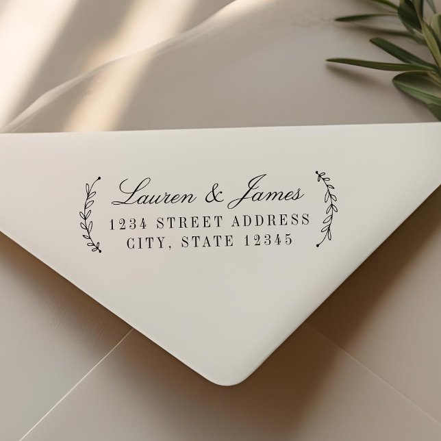 Carimbo Auto Entintado Endereço de Casamento de Nomes de Casais Botânicos (Criador carregado)