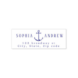 Carimbo Auto Entintado Endereço de casamento náutico da âncora personaliz