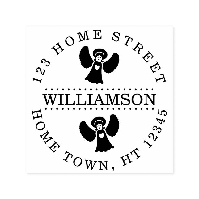 Carimbo Auto Entintado Endereço de devolução circular de anjos de feriado (Design)