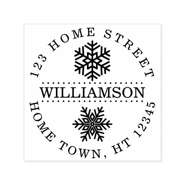 Carimbo Auto Entintado Endereço de Devolução Circular Flocos de Neve Feri (Design)