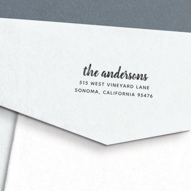 Carimbo Auto Entintado Endereço de devolução com letra de pincel (Criador carregado)