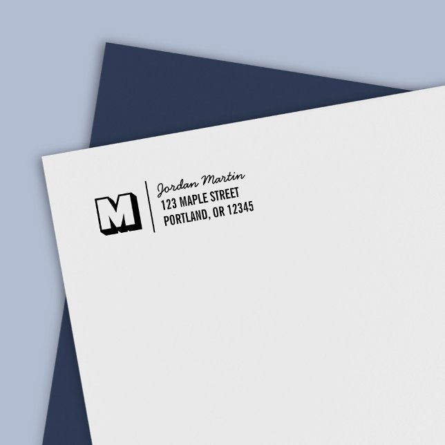 Carimbo Auto Entintado Endereço de Devolução com Monograma e Nome em Letr (Criador carregado)