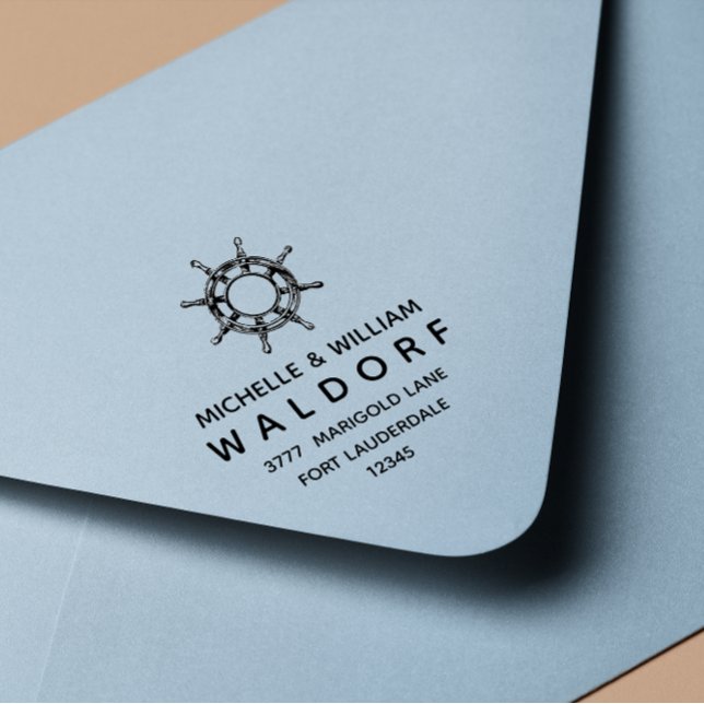 Carimbo Auto Entintado Endereço de Devolução Costeira Náutica da roda do  (Criador carregado)