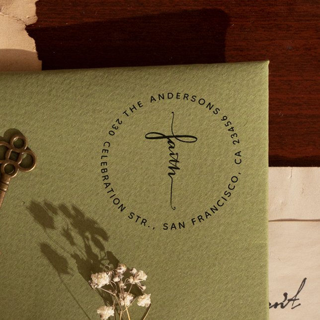 Carimbo Auto Entintado Endereço de Devolução Cruzada de Fé do Script (Rubber Stamp Mock-up)