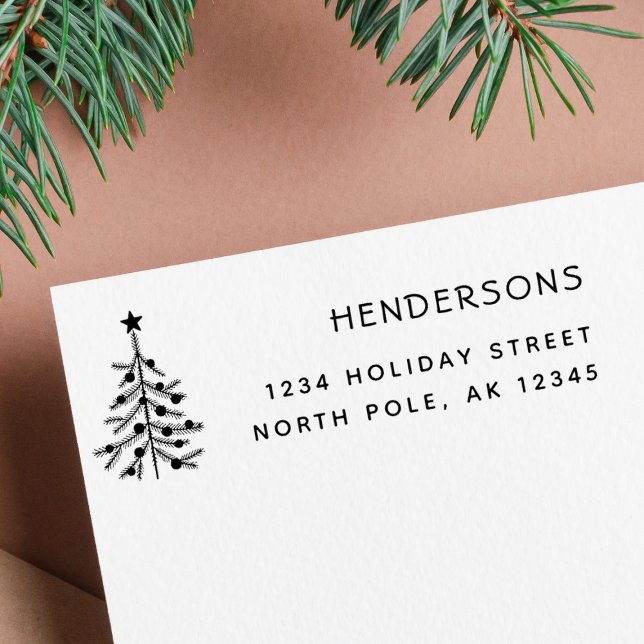 Carimbo Auto Entintado Endereço de devolução da árvore de Natal russa (Criador carregado)