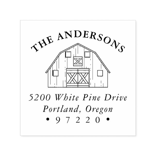 Carimbo Auto Entintado Endereço de devolução da barra de Fazenda da famíl (Design)