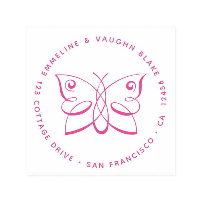 Carimbo Auto Entintado Endereço de devolução da borboleta de Abstrato sua (Design)