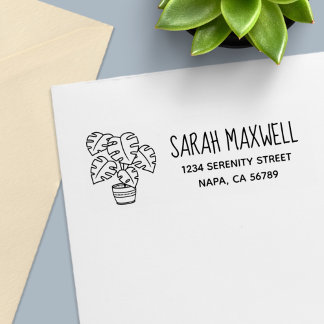 Carimbo Auto Entintado Endereço de devolução da fábrica da Monstera