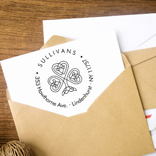 Carimbo Auto Entintado Endereço de devolução da família Celtic Knot Shamr