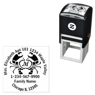Carimbo Auto Entintado Endereço de devolução da família Crab Monograma