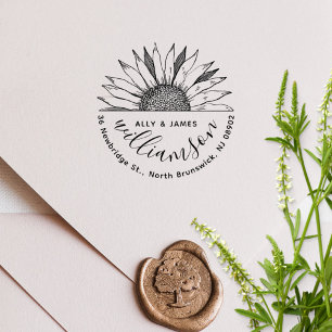 Carimbo Auto Entintado Endereço de devolução da família de Casais Sunflow