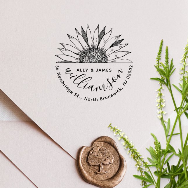 Carimbo Auto Entintado Endereço de devolução da família de Casais Sunflow (Criador carregado)