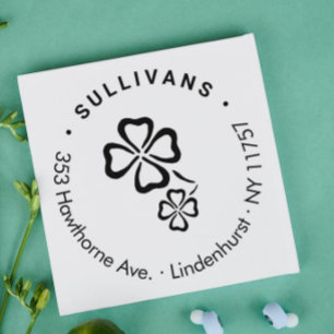 Carimbo Auto Entintado Endereço de devolução da família de Clovers Modern