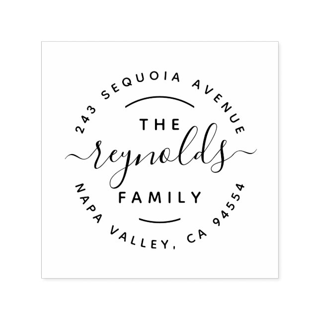 Carimbo Auto Entintado Endereço de devolução da família de script com let (Design)