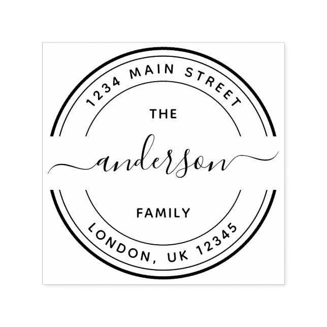 Carimbo Auto Entintado Endereço de devolução da família de script de cali (Design)