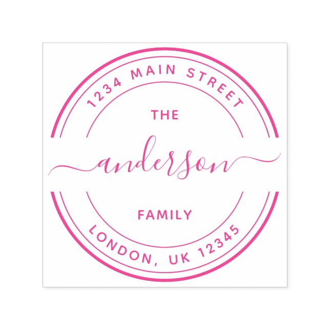 Carimbo Auto Entintado Endereço de devolução da família de script de cali (Design)