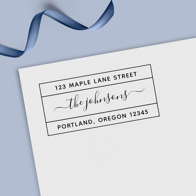 Carimbo Auto Entintado Endereço de devolução da família de script de cali (Criador carregado)