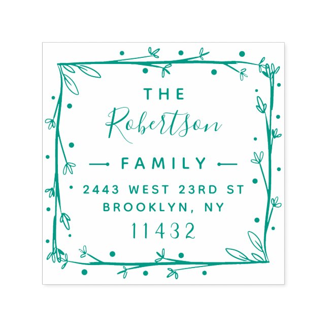 Carimbo Auto Entintado Endereço de Devolução da Família de Script de Na m (Design)