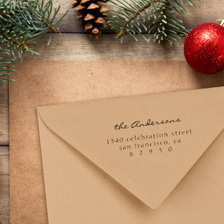 Carimbo Auto Entintado Endereço de devolução da família de script de tipo