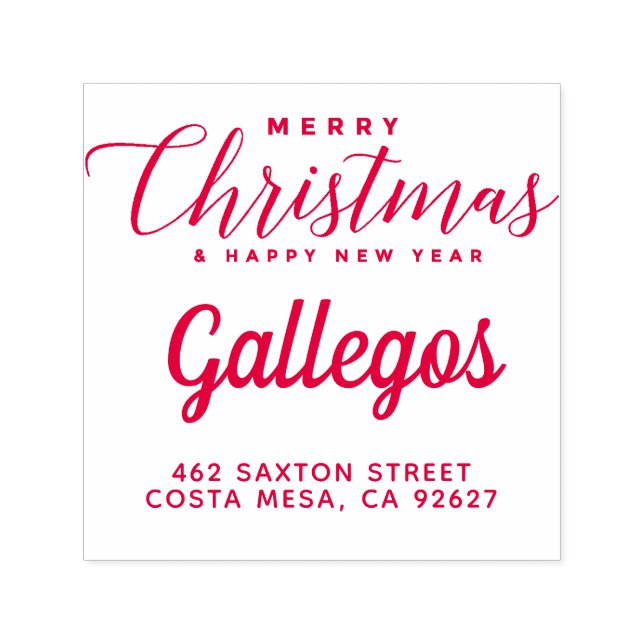 Carimbo Auto Entintado Endereço de devolução da família Feliz Natal (Design)