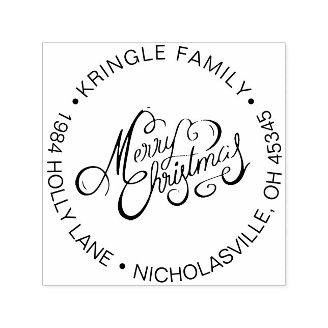 Carimbo Auto Entintado Endereço de devolução da família Feliz Natal (Design)