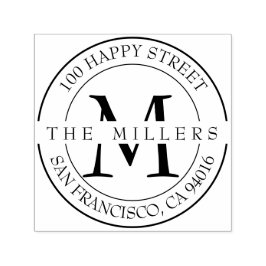 Carimbo Auto Entintado Endereço de devolução da família Monograma Elegant