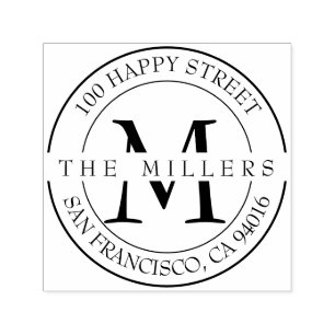 Carimbo Auto Entintado Endereço de devolução da família Monograma Elegant