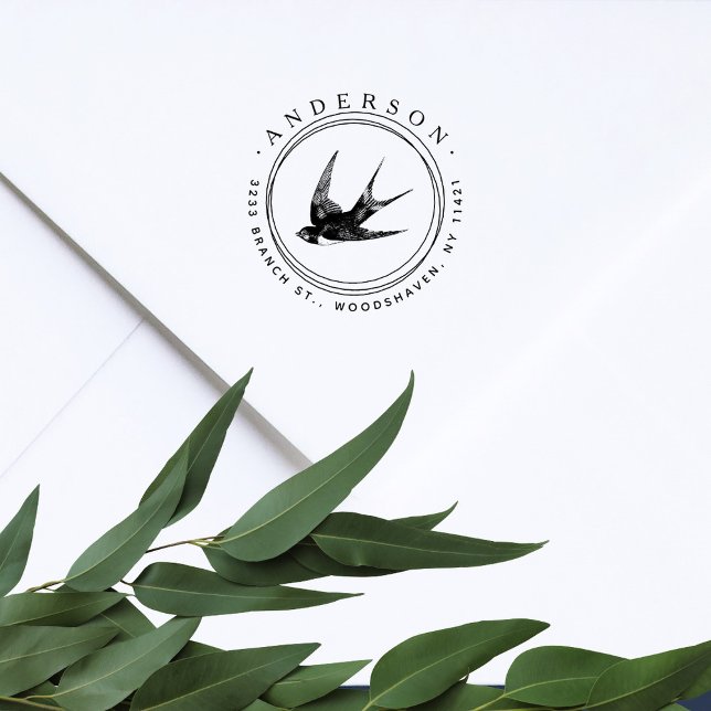 Carimbo Auto Entintado Endereço de devolução da família russa Swallow Bir (Criador carregado)