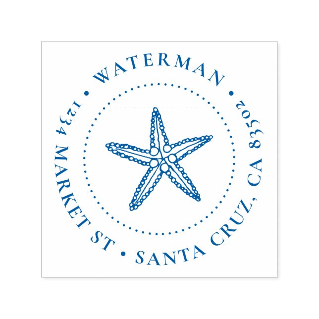 Carimbo Auto Entintado Endereço de devolução da família Starfish, desenha (Design)